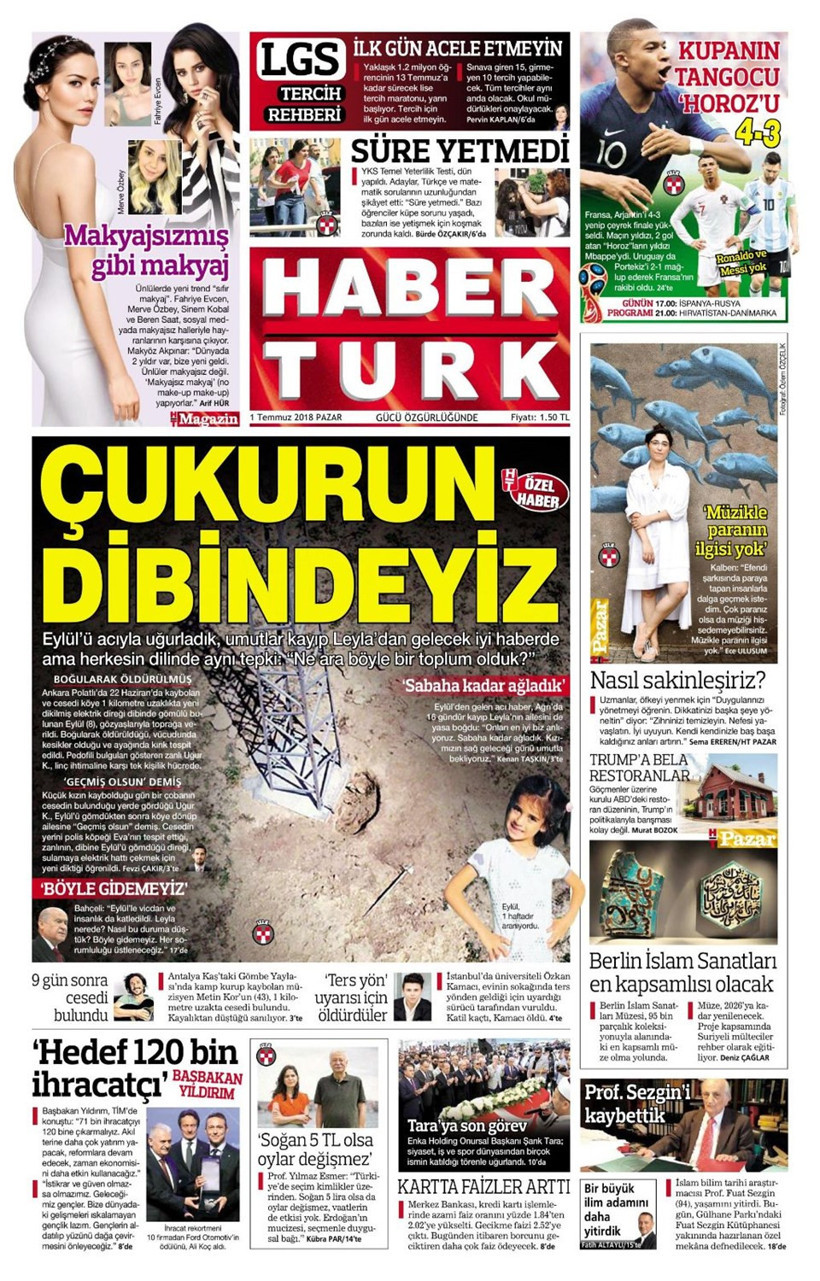 Gazete manşetleri 1 Temmuz 2018 Hürriyet - Sözcü - Fanatik - Resim: 3