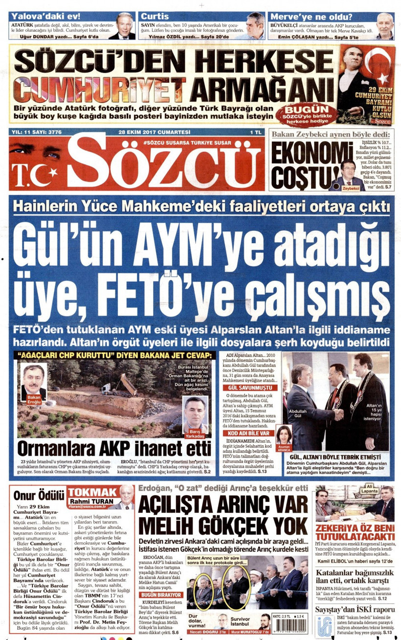 Gazete manşetleri Fanatik - Hürriyet - Sözcü 28 Ekim 2017 - Resim: 3