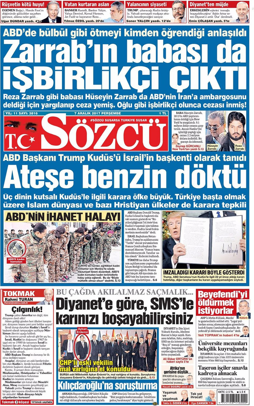 Gazete manşetleri Hürriyet - Sözcü - Fanatik 7 Aralık 2017 - Resim: 3