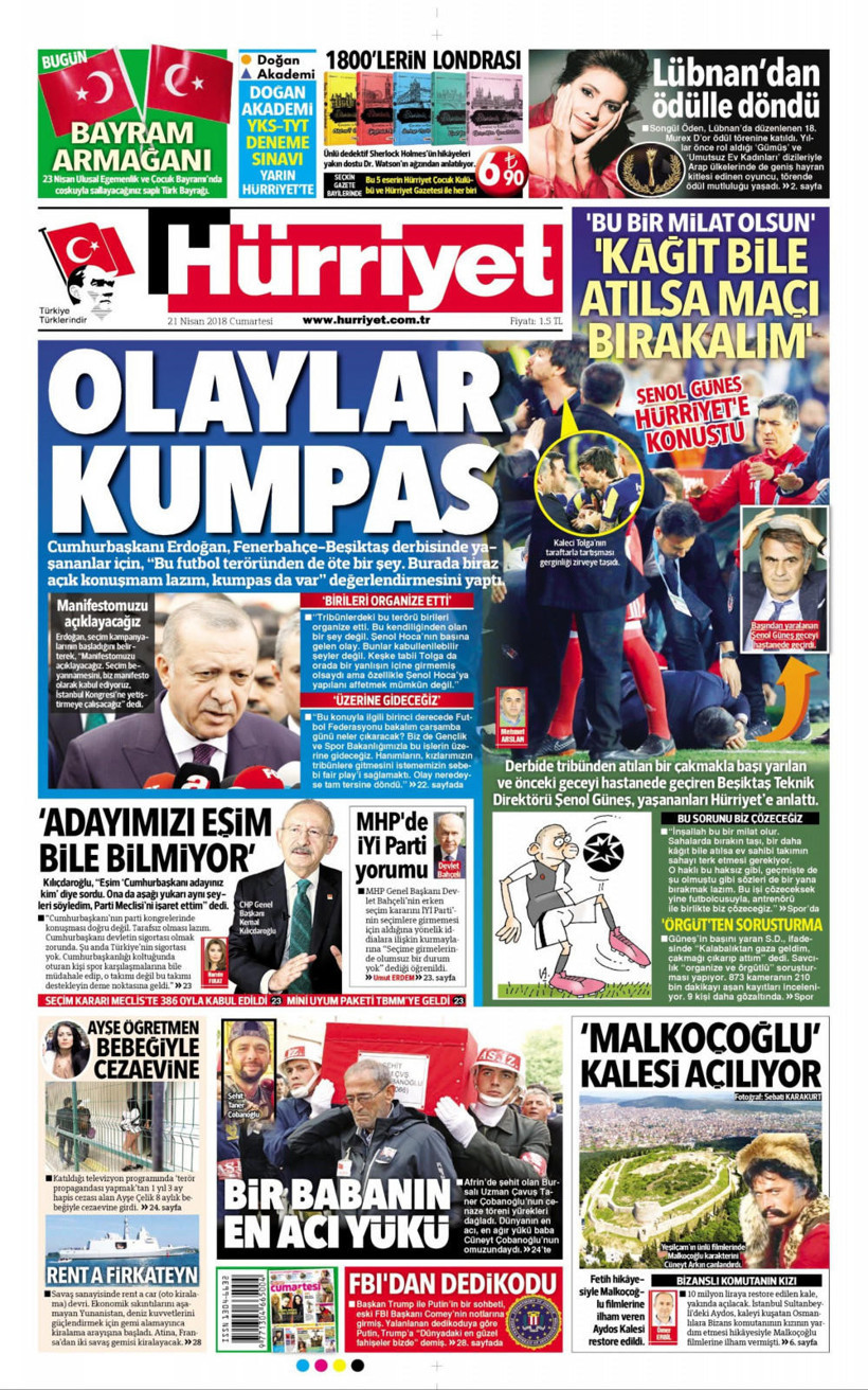 21 Nisan 2018 Cumartesi gazete manşetlerinde neler var - Resim: 1