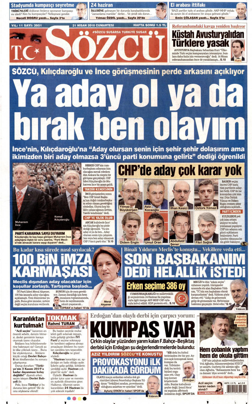 21 Nisan 2018 Cumartesi gazete manşetlerinde neler var - Resim: 3