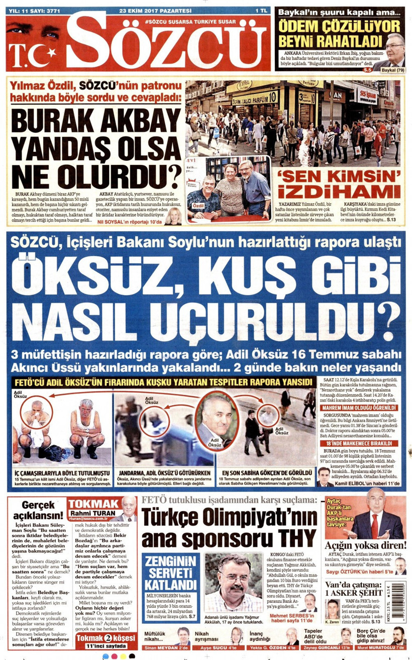 Gazete manşetleri Hürriyet - Fanatik - Fotomaç 23 Ekim 2017 - Resim: 3