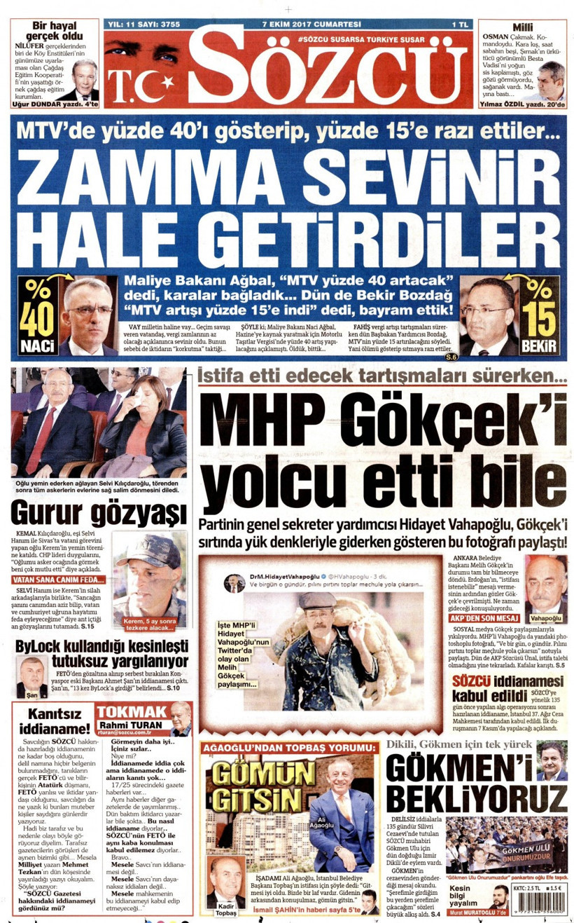 Gazete manşetleri Hürriyet - Fanatik - Milliyet 7 Ekim 2017 - Resim: 3