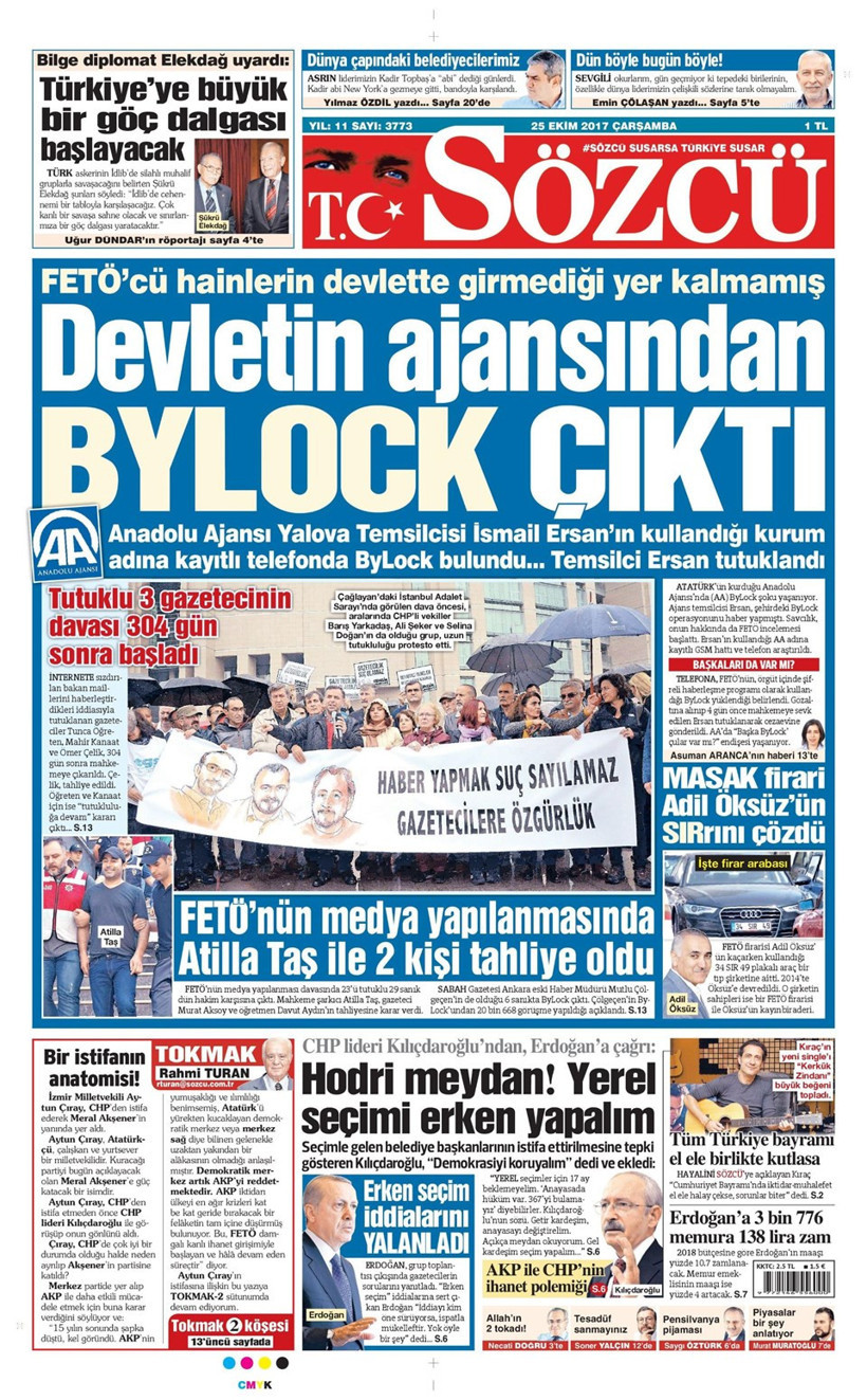 Gazete manşetleri Hürriyet - Sözcü - Milliyet 25 Ekim 2017 - Resim: 4