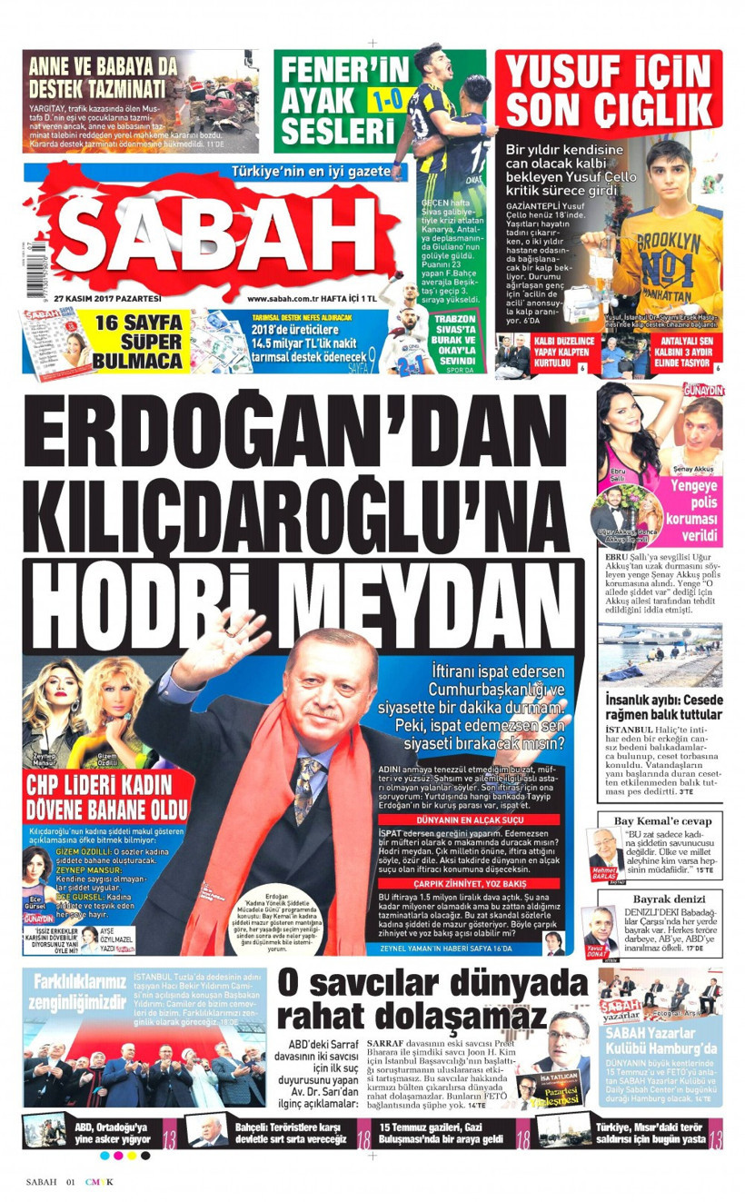 Gazete manşetleri Sözcü - Fanatik - Fotomaç 27 Kasım 2017 - Resim: 4