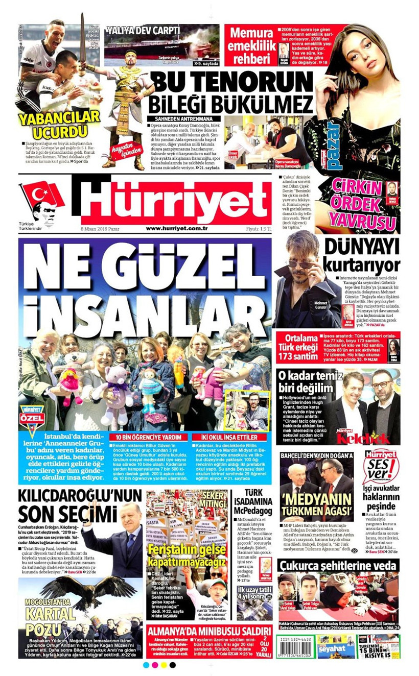 Gazete manşetleri 8 Nisan 2018 Hürriyet - Sözcü - Posta - Resim: 3