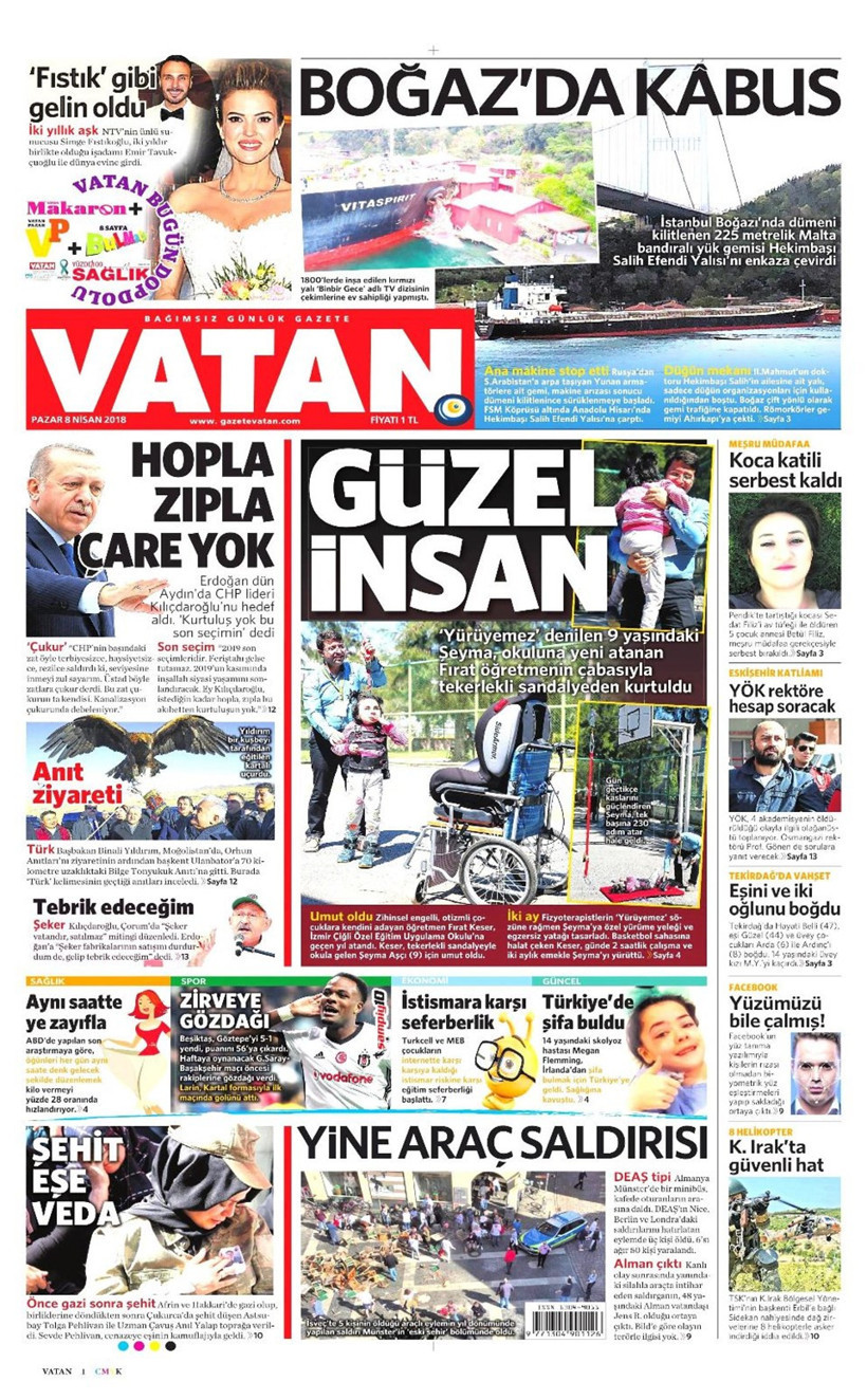 Gazete manşetleri 8 Nisan 2018 Hürriyet - Sözcü - Posta - Resim: 4