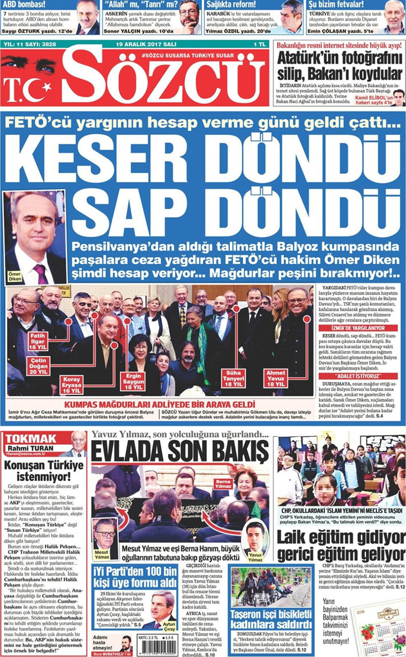 Gazete manşetleri Hürriyet - Sözcü - Fanatik 19 Aralık 2017 - Resim: 4
