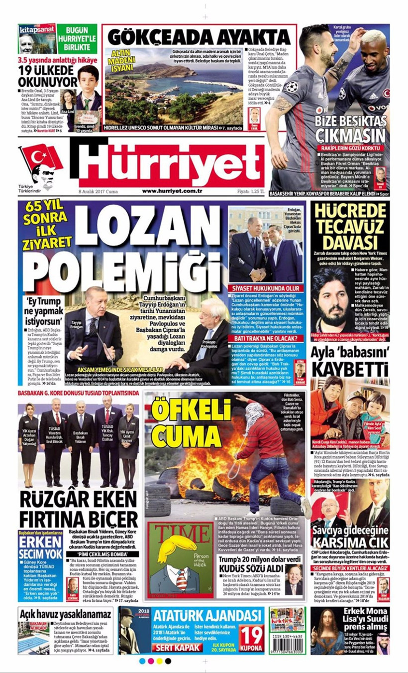 Gazete manşetleri Hürriyet - Sözcü - Fanatik 8 Aralık 2017 - Resim: 1