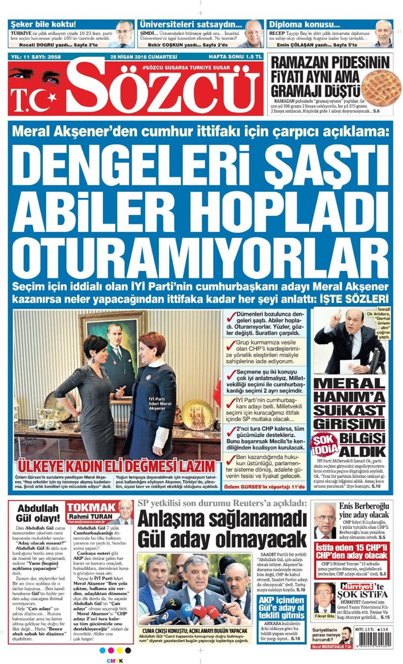 28 Nisan 2018 Cumartesi gazete manşetleri Hürriyet Sözcü Sabah - Resim: 1