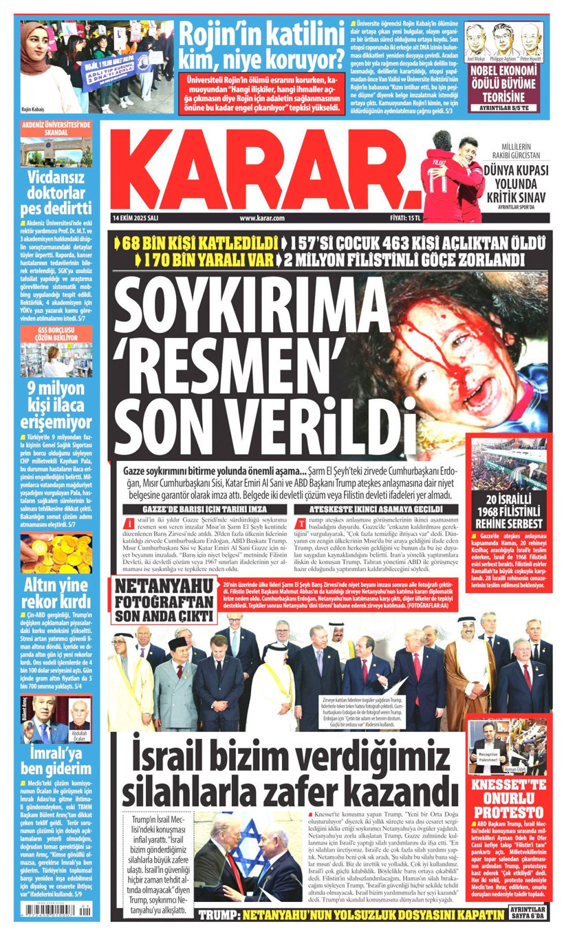 Mısır'daki Gazze zirvesi için hangi gazete ne manşet attı? Sözcü ve Cumhuriyet - Resim: 4