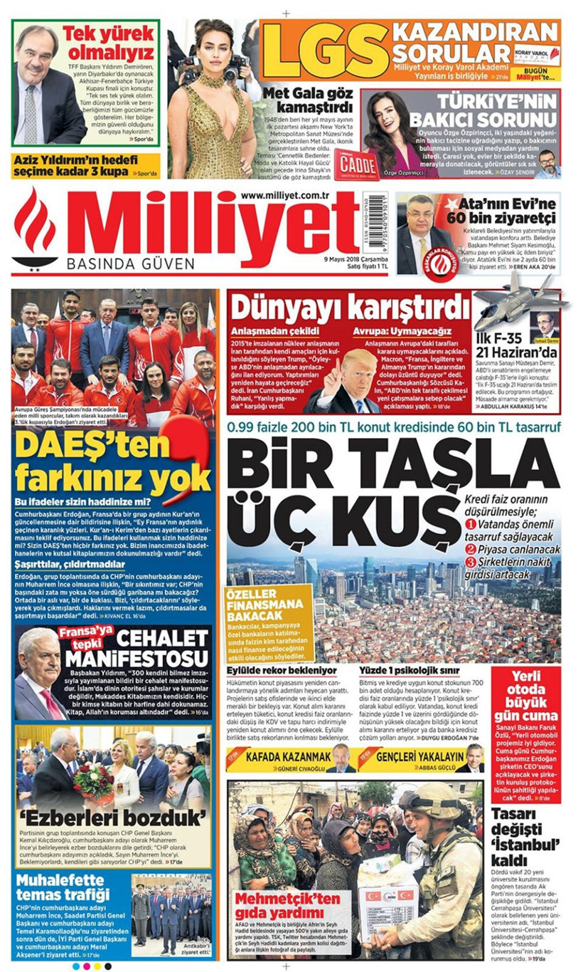 Gazete manşetleri 9 Mayıs 2018 Hürriyet - Sözcü - Habertürk - Resim: 4