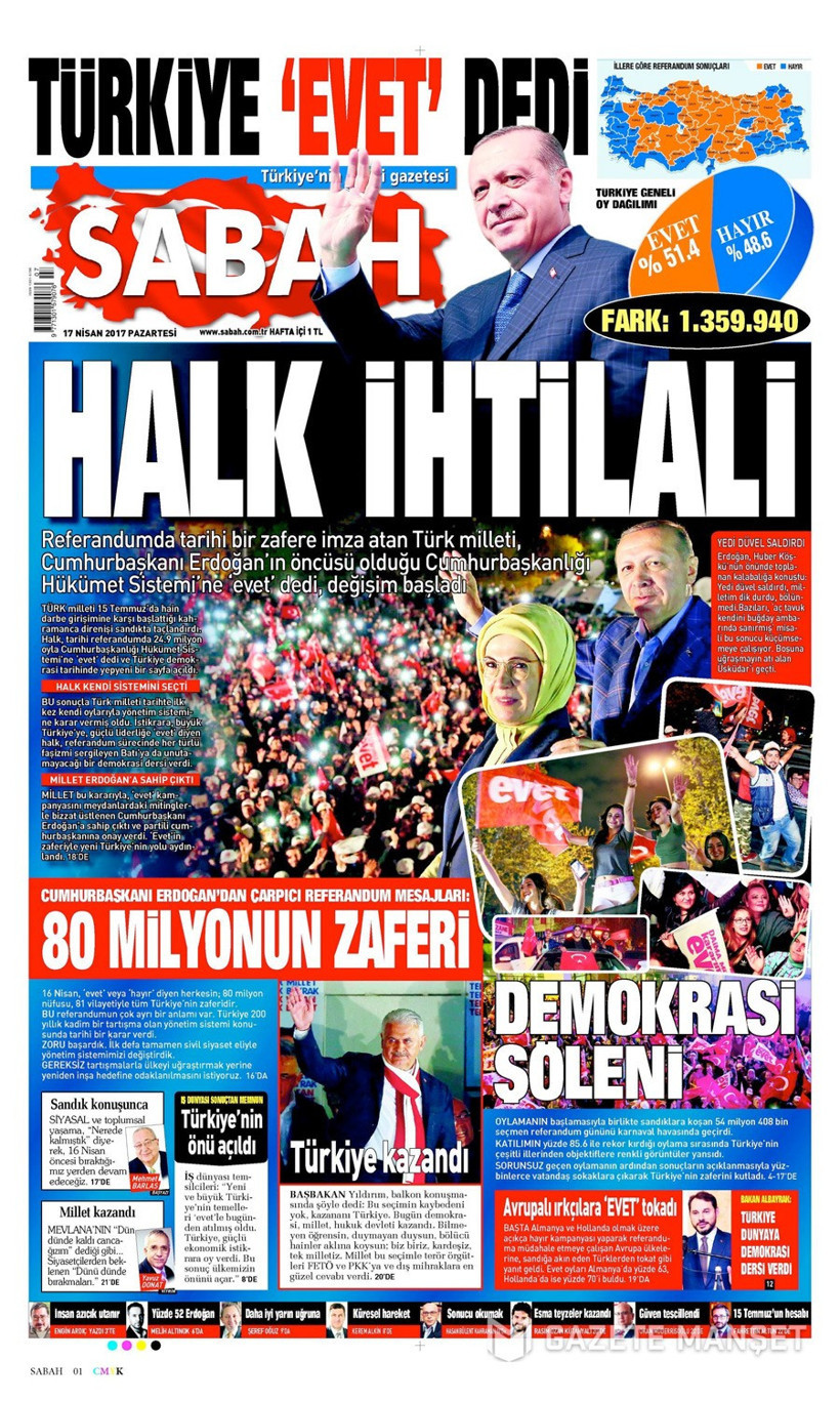 Gazete manşetleri 17 Nisan referandum için kim ne manşet attı! - Resim: 2