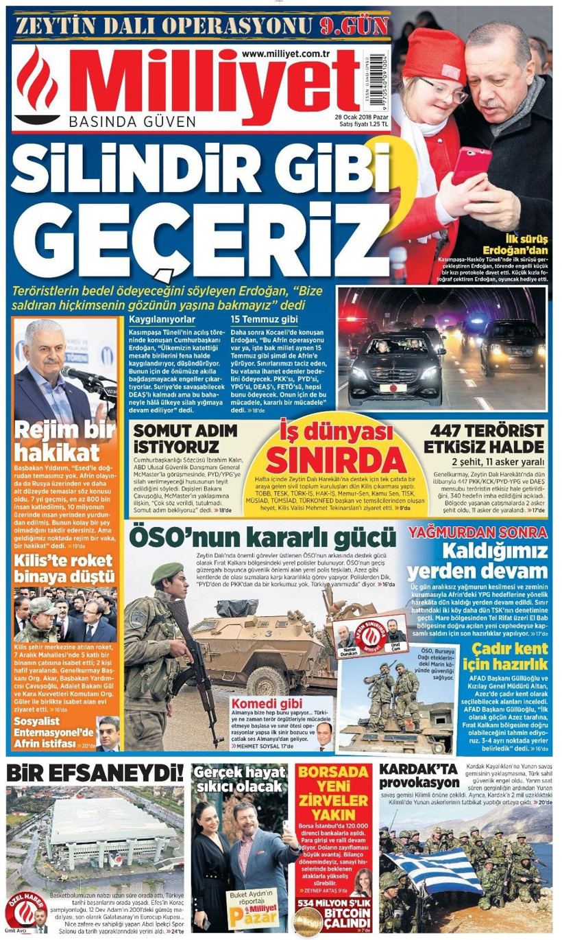 Gazete manşetleri Sözcü - Hürriyet - Sözcü 28 Ocak 2018 - Resim: 2