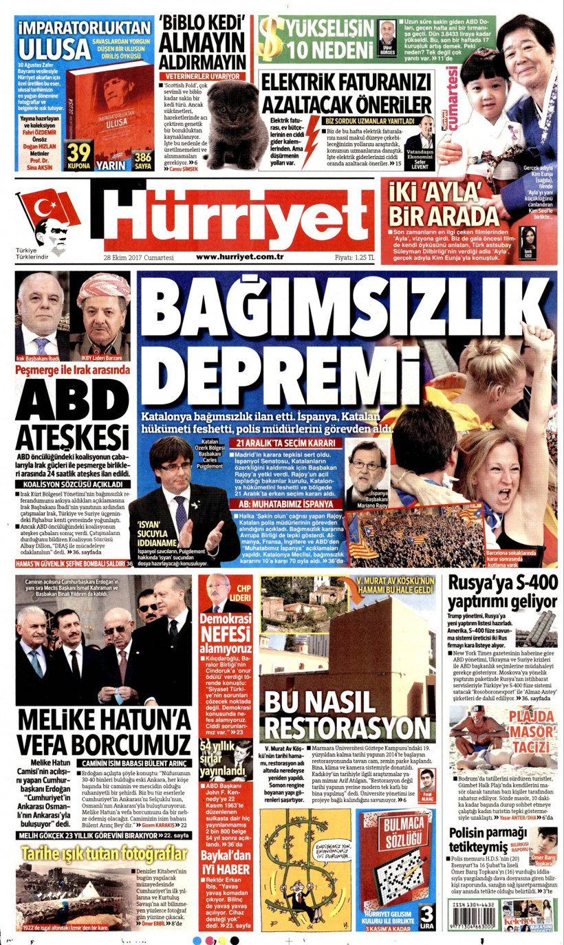 Gazete manşetleri Fanatik - Hürriyet - Sözcü 28 Ekim 2017 - Resim: 1