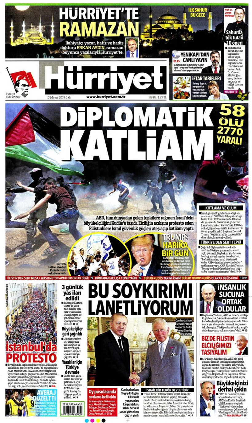 Gazete manşetleri 15 Mayıs 2018 Hürriyet - Sözcü - Habertürk - Resim: 1