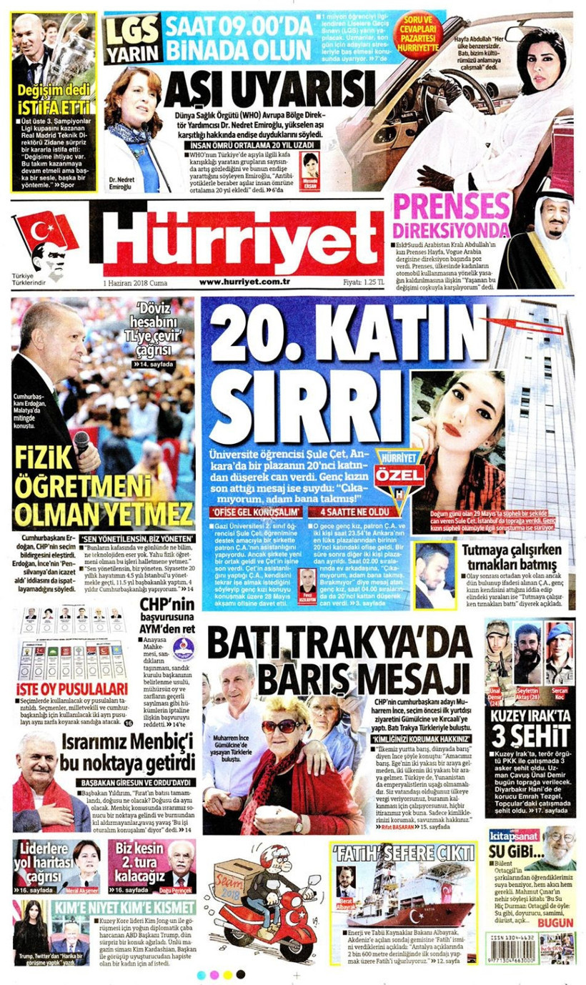 Gazete manşetleri 1 Haziran 2018 Hürriyet - Sözcü - Posta - Resim: 3