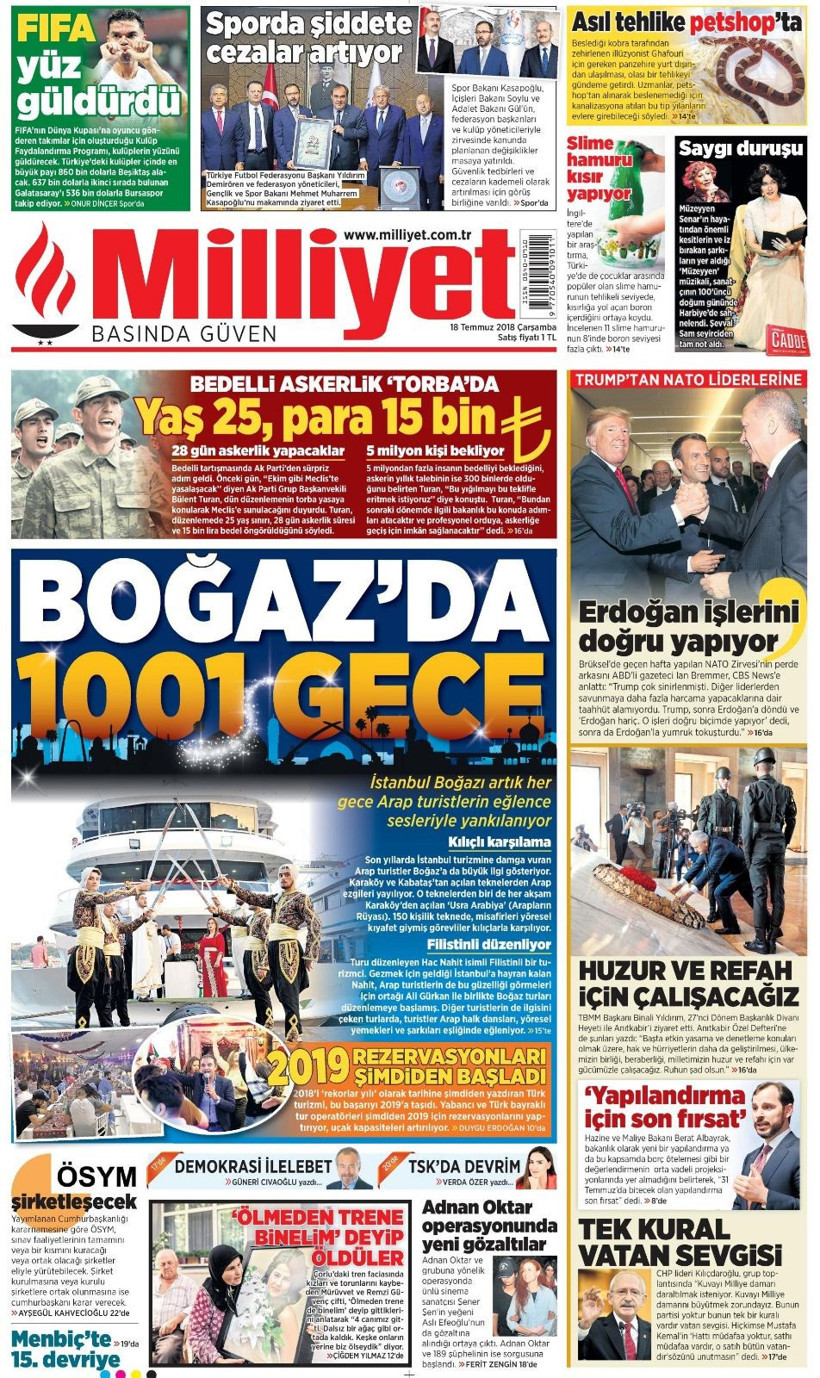 Gazete manşetleri 18 Temmuz 2018 Hürriyet - Posta - Sabah - Resim: 2