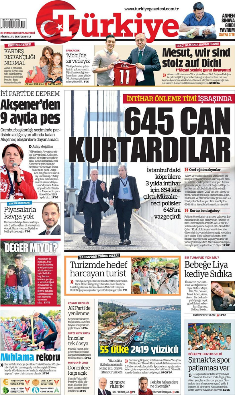 Gazete manşetleri 23 Temmuz 2018 Hürriyet - Posta - Sabah - Resim: 4