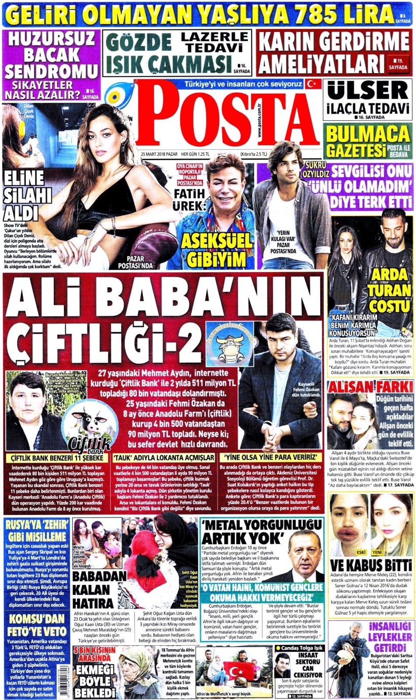 Gazete manşetleri 25 Mart 2018 Hürriyet - Sözcü - Fanatik - Resim: 3