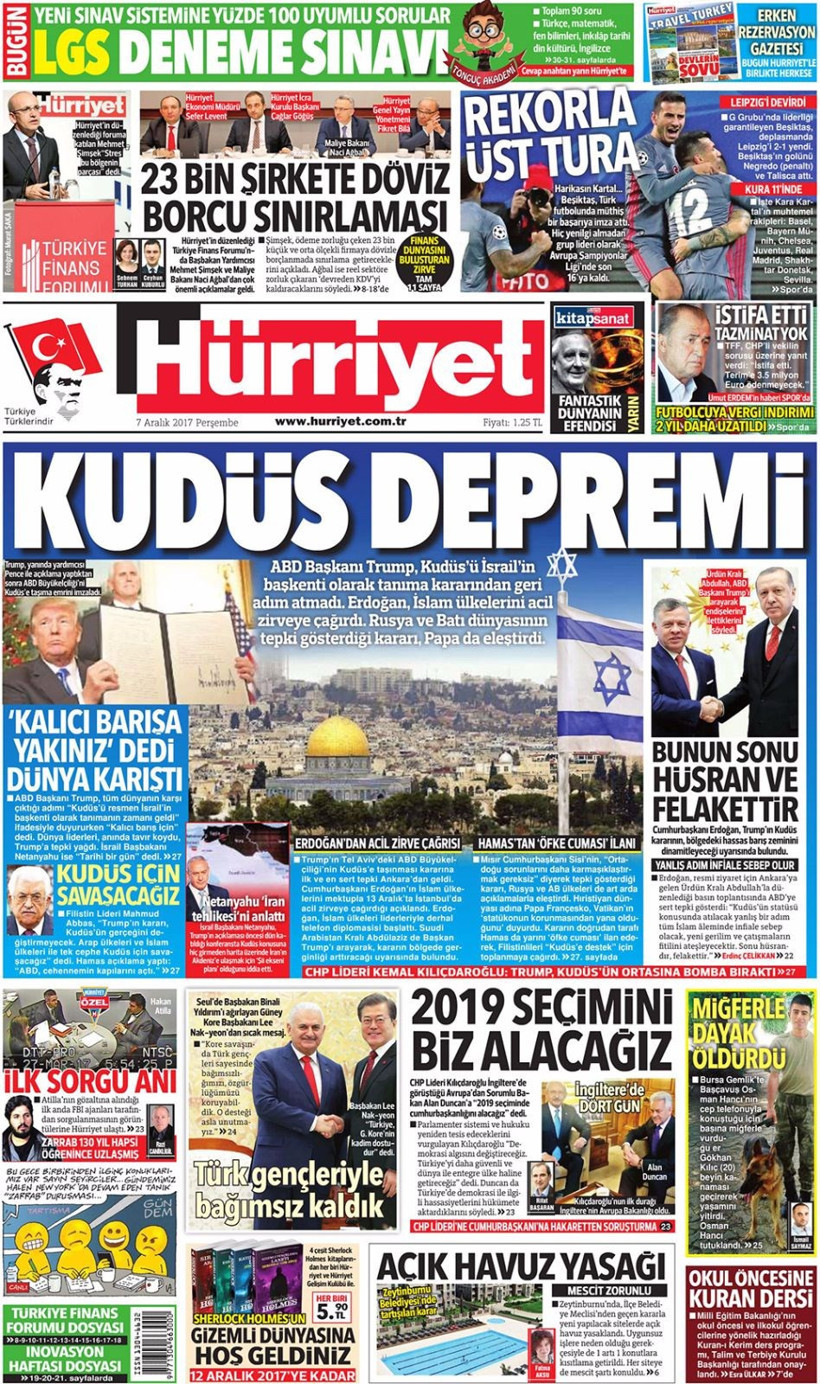 Gazete manşetleri Hürriyet - Sözcü - Fanatik 7 Aralık 2017 - Resim: 1