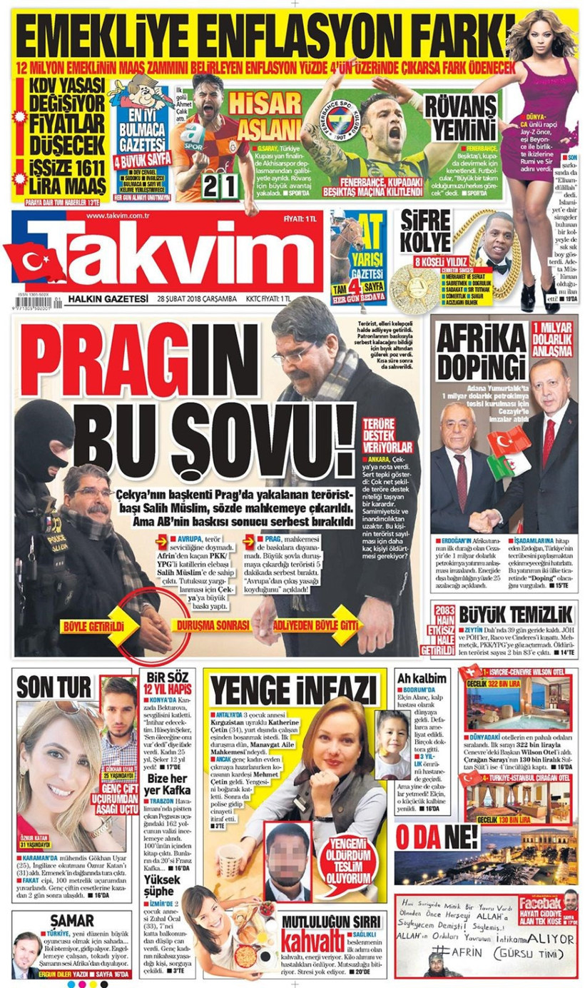 Gazete manşetleri 28 Şubat 2018 Hürriyet - Sözcü - Fanatik - Resim: 4