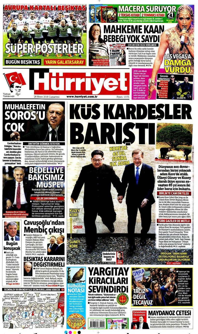 28 Nisan 2018 Cumartesi gazete manşetleri Hürriyet Sözcü Sabah - Resim: 3