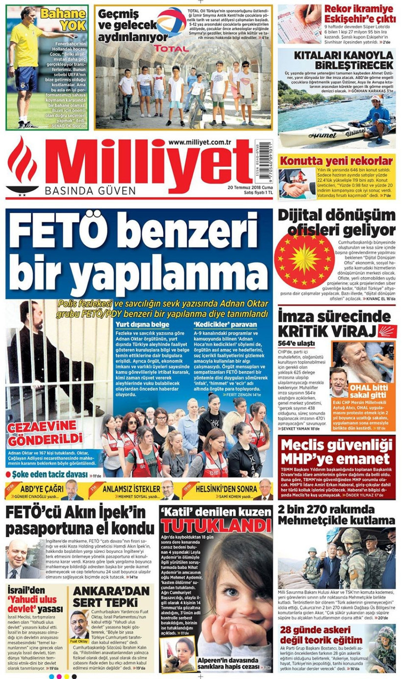 Gazete manşetleri 20 Temmuz 2018 Hürriyet - Posta - Sabah - Resim: 3