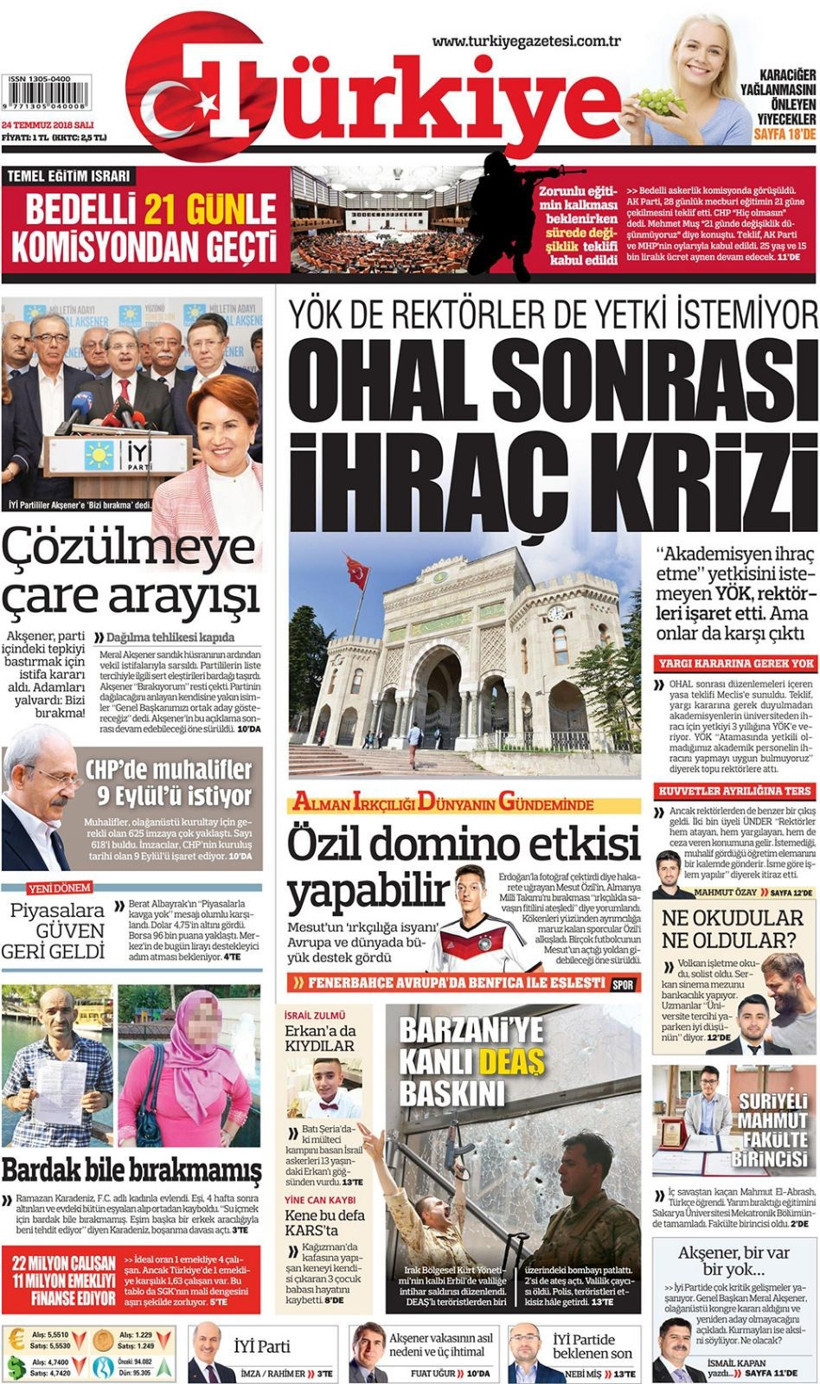 Gazete manşetleri 24 Temmuz 2018 Hürriyet - Posta - Sabah - Resim: 4