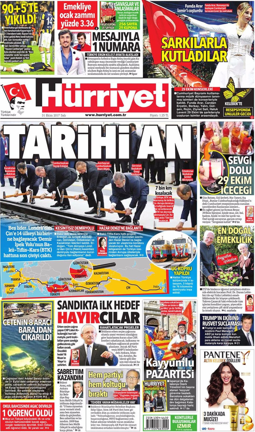 Gazete manşetleri Hürriyet - Sözcü - Fanatik 31 Ekim 2017 - Resim: 1