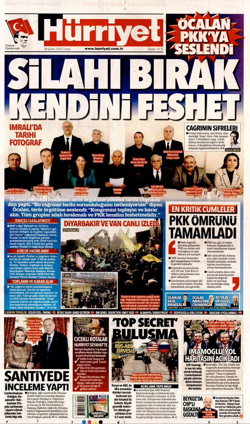 Abdullah Öcalan'ın PKK'ya silahı bırak çağrısını gazeteler nasıl gördü Sözcü'den olay manşet - Resim: 2