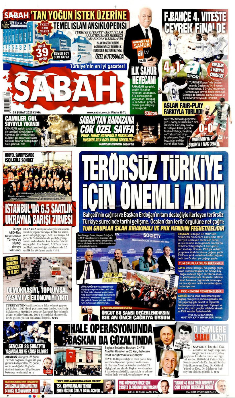 Abdullah Öcalan'ın PKK'ya silahı bırak çağrısını gazeteler nasıl gördü Sözcü'den olay manşet - Resim: 3