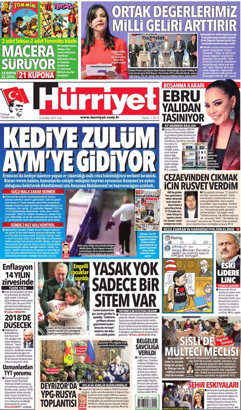 Gazete manşetleri Hürriyet - Sözcü - Milliyet 5 Aralık 2017 - Resim: 1