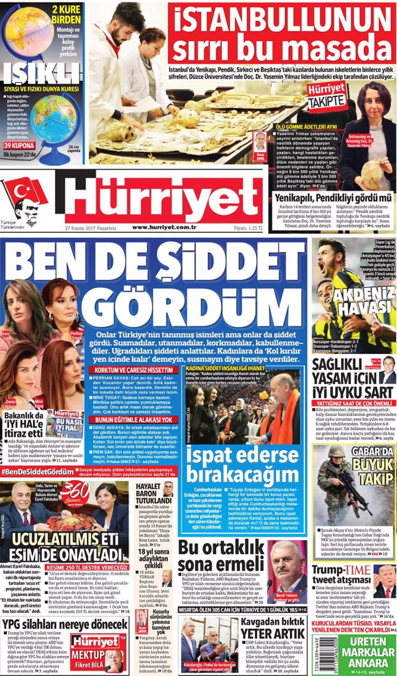 Gazete manşetleri Sözcü - Fanatik - Fotomaç 27 Kasım 2017 - Resim: 1