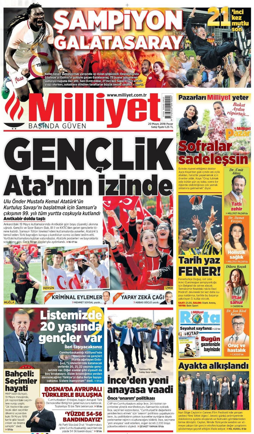 Gazete manşetleri 20 Mayıs 2018 Hürriyet - Sözcü - Fanatik - Resim: 2