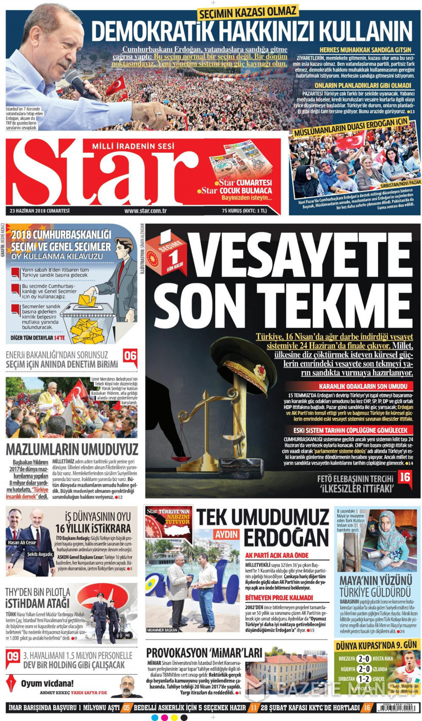Gazete manşetleri 23 Haziran 2018 Hürriyet - Sözcü - Habertürk - Resim: 2
