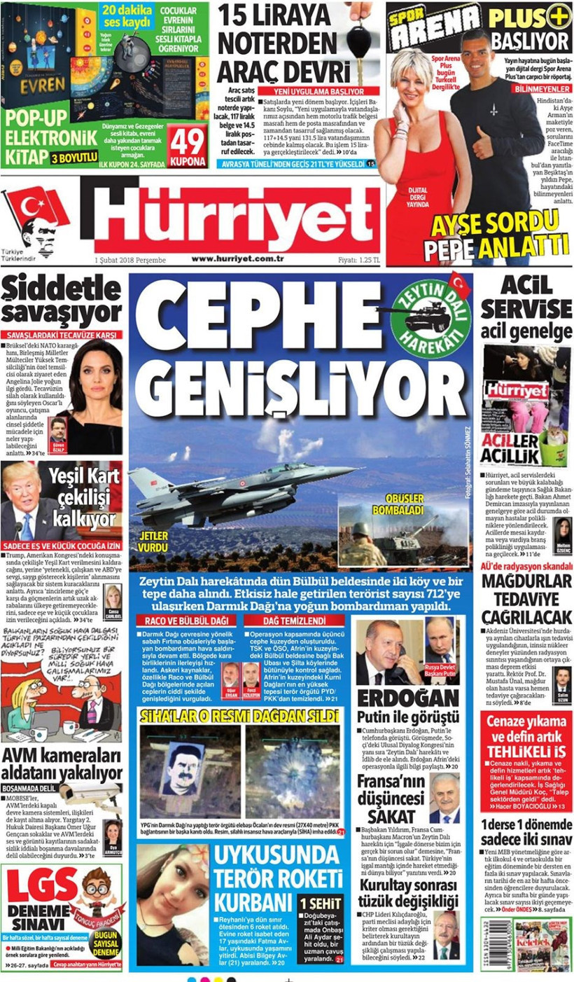 Gazete manşetleri Hürriyet-Fanatik-Sözcü 1 Şubat 2018 - Resim: 2