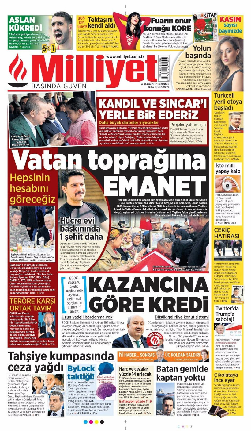 Gazete manşetleri Sözcü - Fanatik - Hürriyet 4 Kasım 2017 - Resim: 4