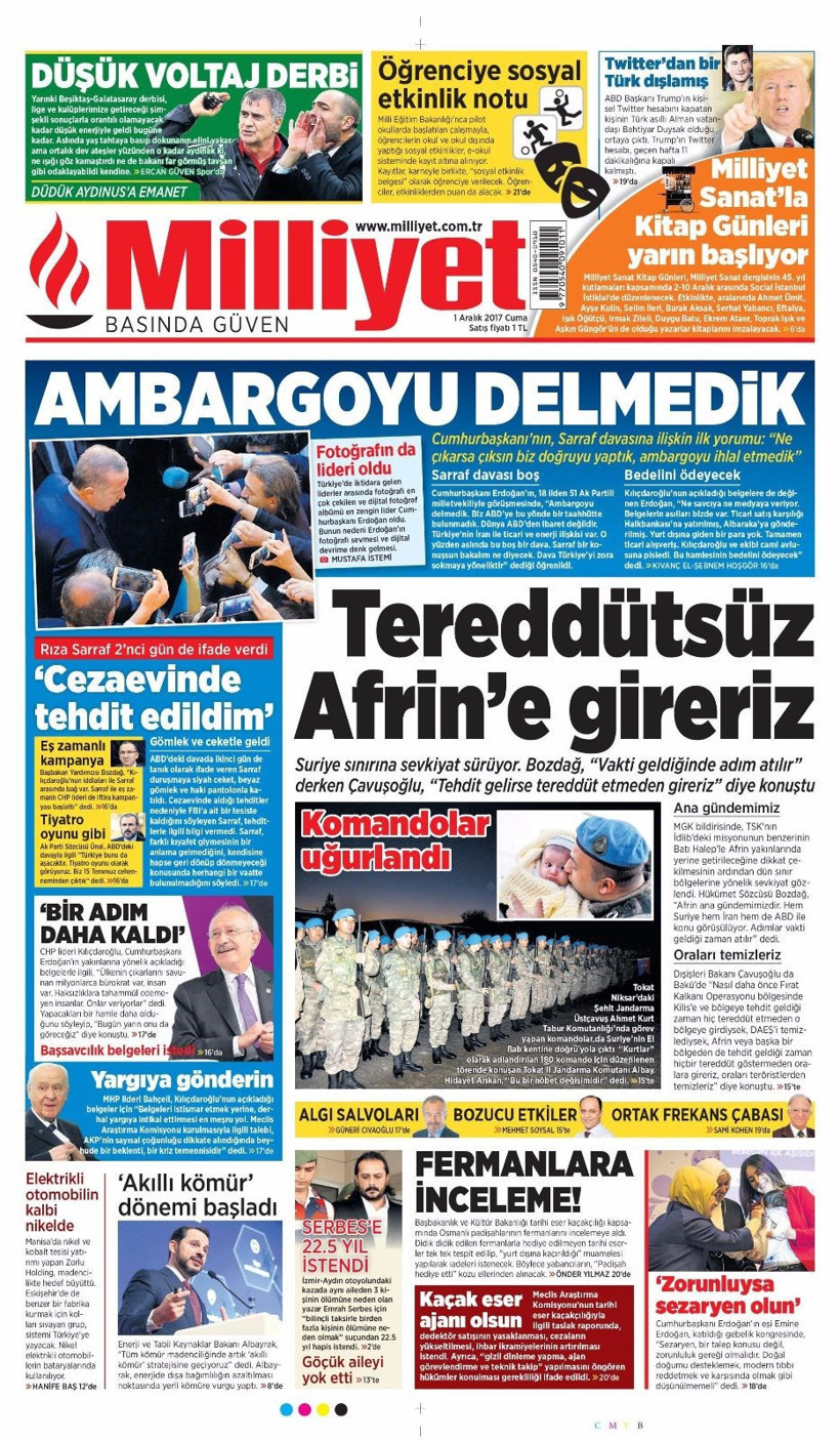 Gazete manşetleri Hürriyet - Sözcü - Habertürk 1 Aralık 2017 - Resim: 4