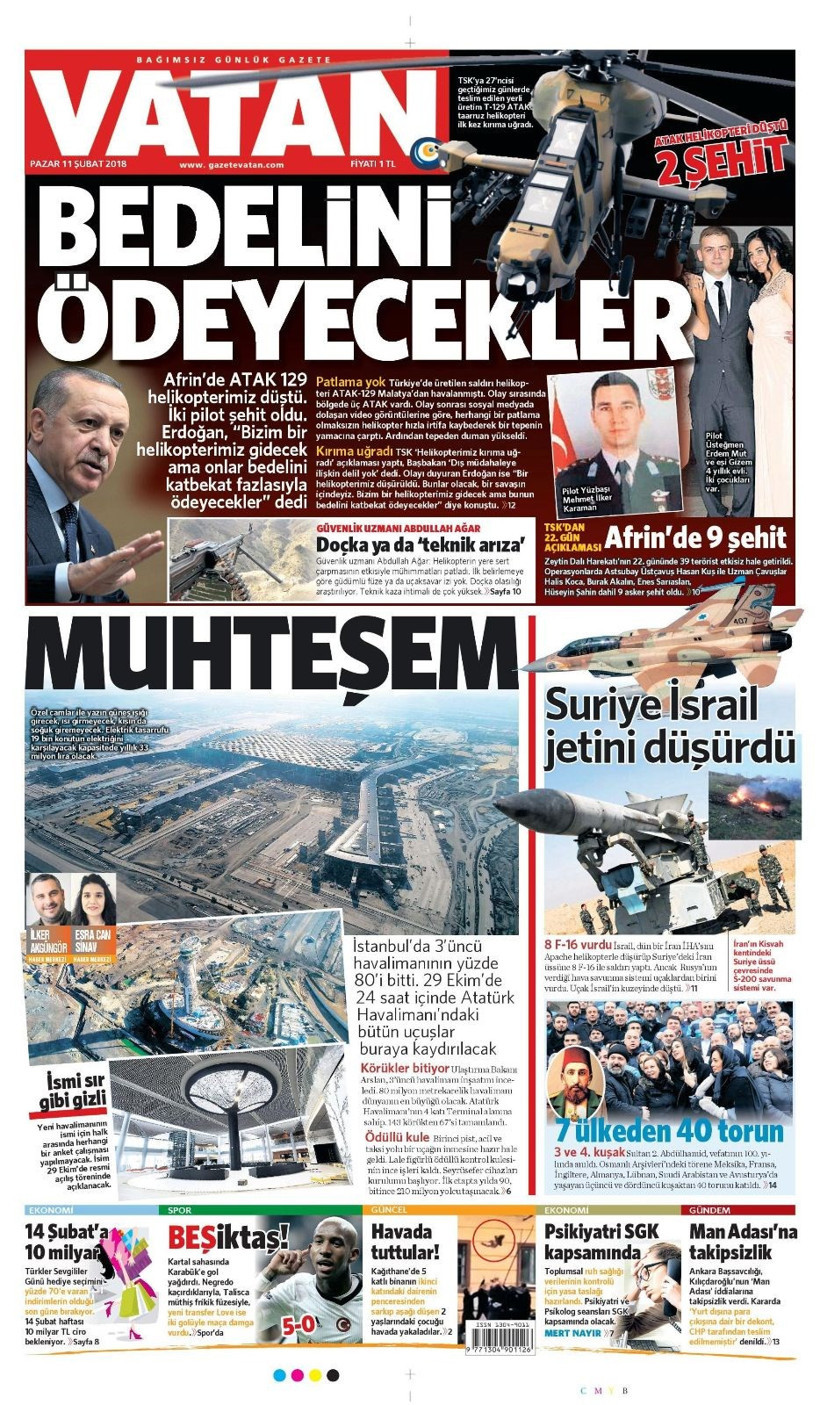 Gazete manşetleri 11 Şubat 2018 Hürriyet - Sözcü - Fanatik - Resim: 4