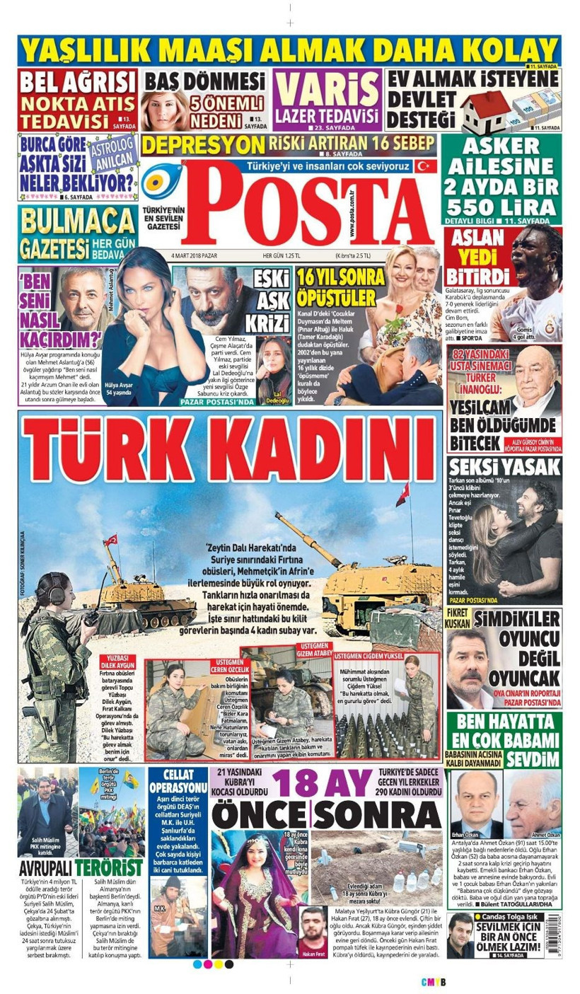Gazete manşetleri 4 Mart 2018 Hürriyet - Sözcü - Fanatik - Resim: 1