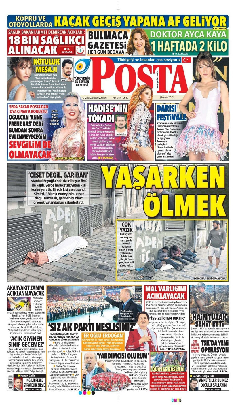 Gazete manşetleri 12 Mayıs 2018 Sözcü - Hürriyet - Sabah - Resim: 1
