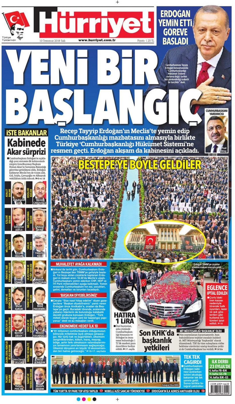 Gazete manşetleri 10 Temmuz 2018 Hürriyet - Sözcü - Posta - Resim: 3