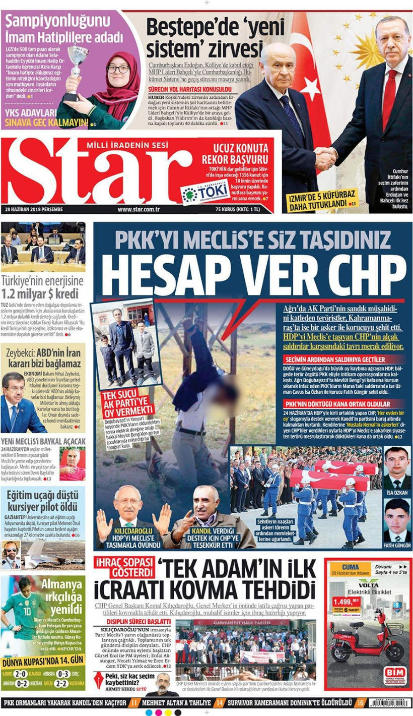 Gazete manşetleri 28 Haziran 2018 Hürriyet - Sözcü - Habertürk - Resim: 3