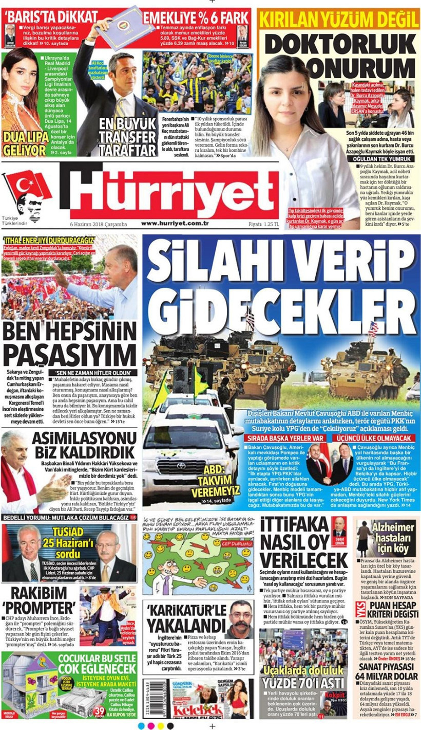 Gazete manşetleri 6 Haziran 2018 Hürriyet - Sözcü - Habertürk - Resim: 2