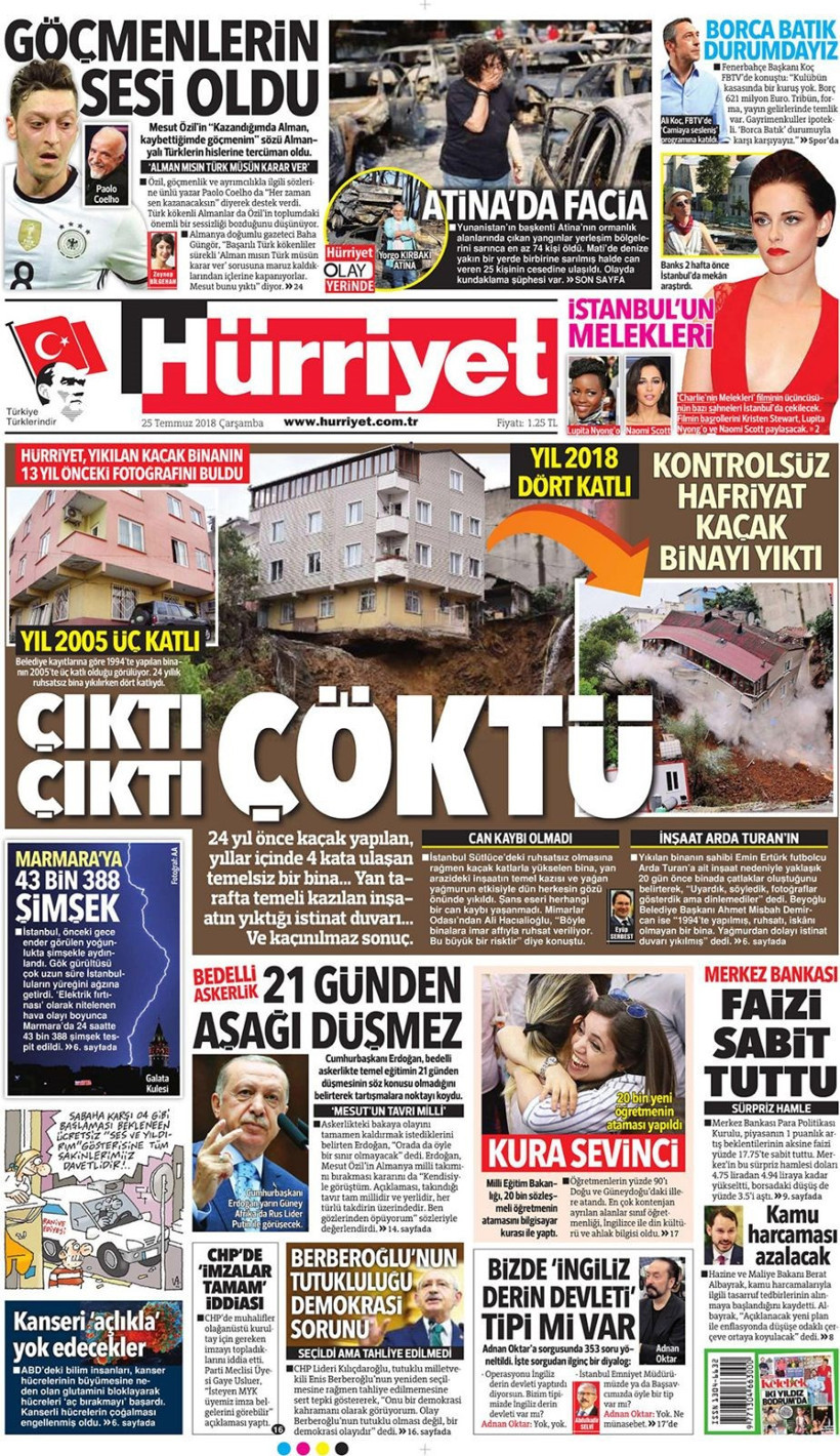 Gazete manşetleri 25 Temmuz 2018 Hürriyet - Posta - Sabah - Resim: 3