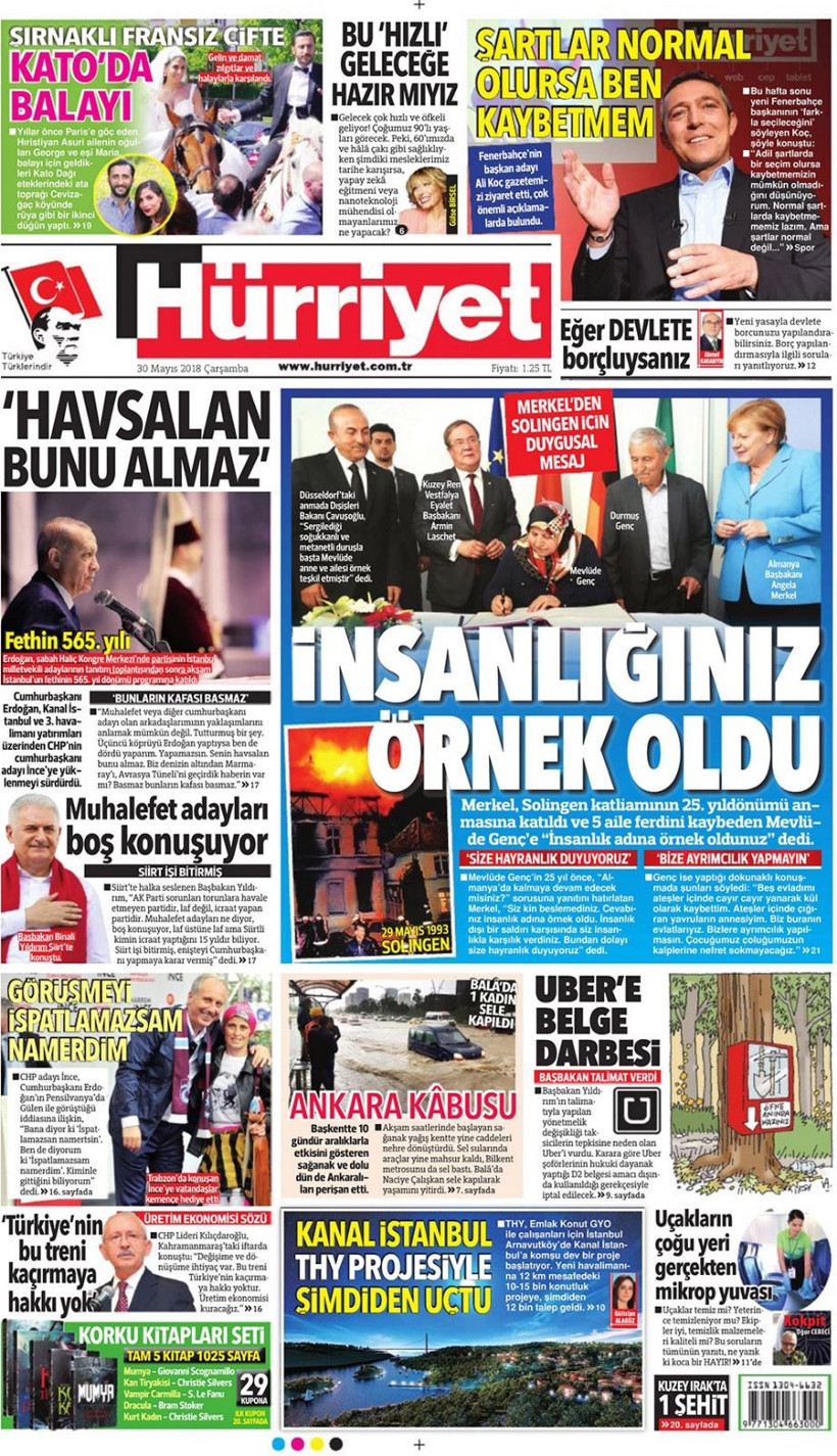 Gazete manşetleri 30 Mayıs 2018 Hürriyet - Sözcü - Habertürk - Resim: 3