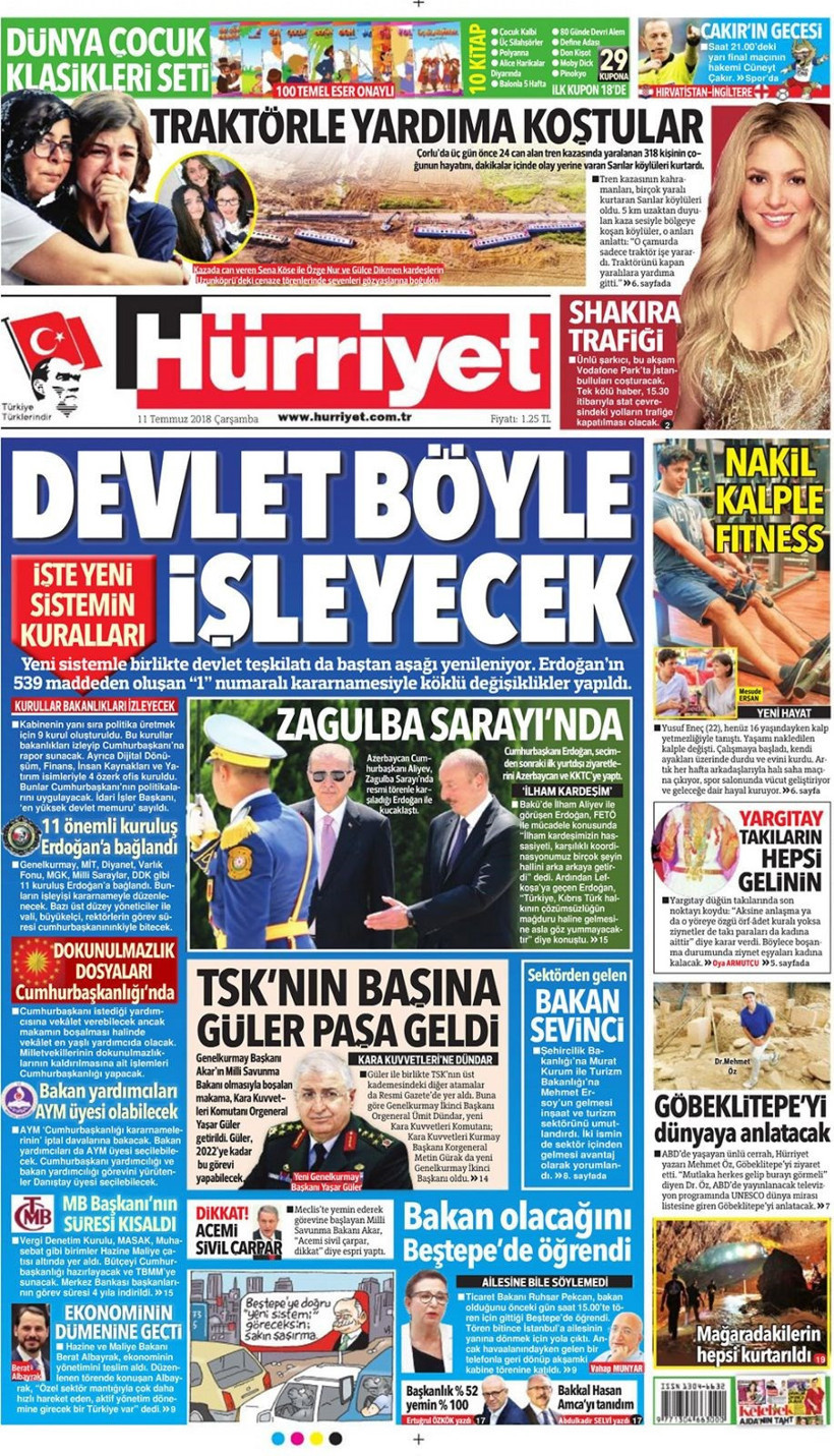 Gazete manşetleri 11 Temmuz 2018 Milliyet - Sözcü - Posta - Resim: 3