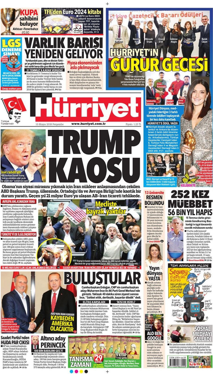 Gazete manşetleri 10 Mayıs 2018 Hürriyet - Sözcü - Habertürk - Resim: 2
