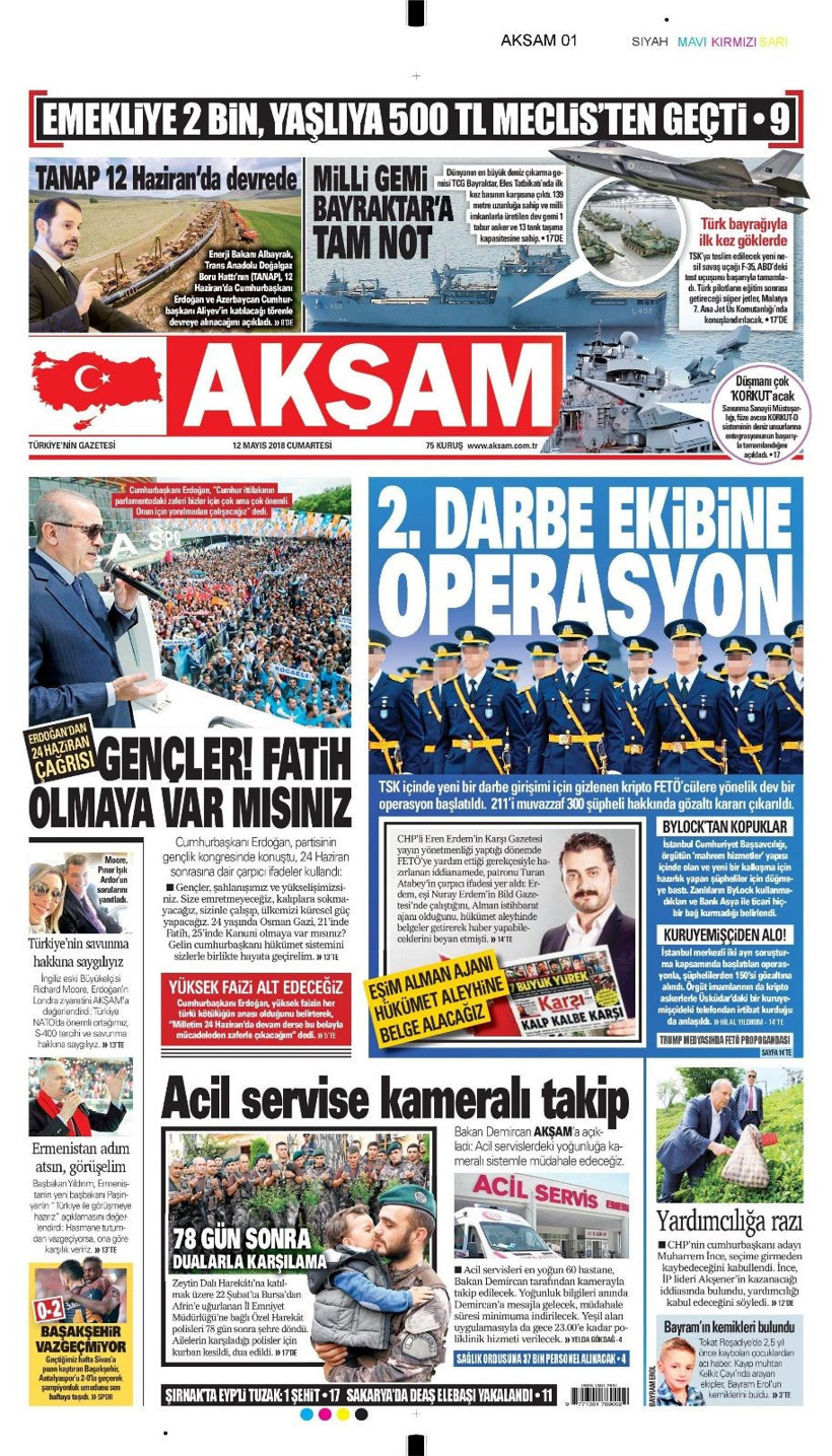 Gazete manşetleri 12 Mayıs 2018 Sözcü - Hürriyet - Sabah - Resim: 4
